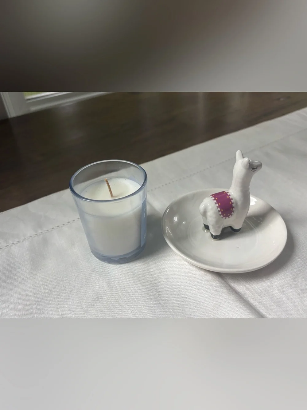 Alpine Escape Scented Candle - Blue & Llama Ring Jewelry Holder